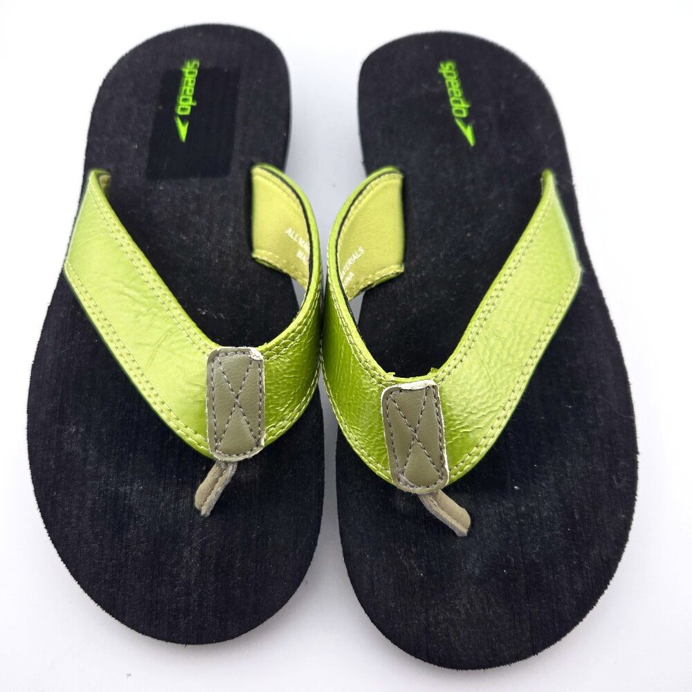 Speedo Lime Green Black Flip Flops Women’s Size 7 Beach Pool Sandals